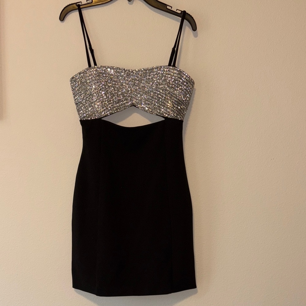 Elegant Black and Silver Strapless Dress